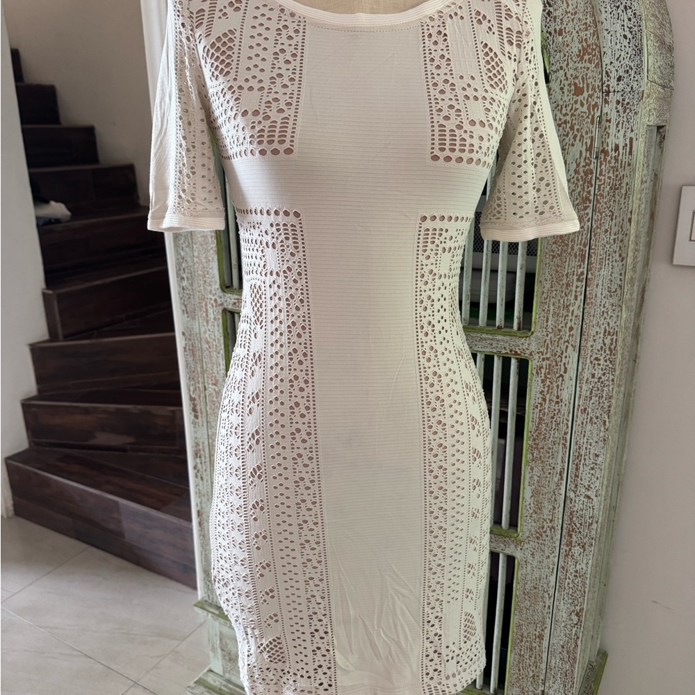 Marciano Cream Lace Mini Dress